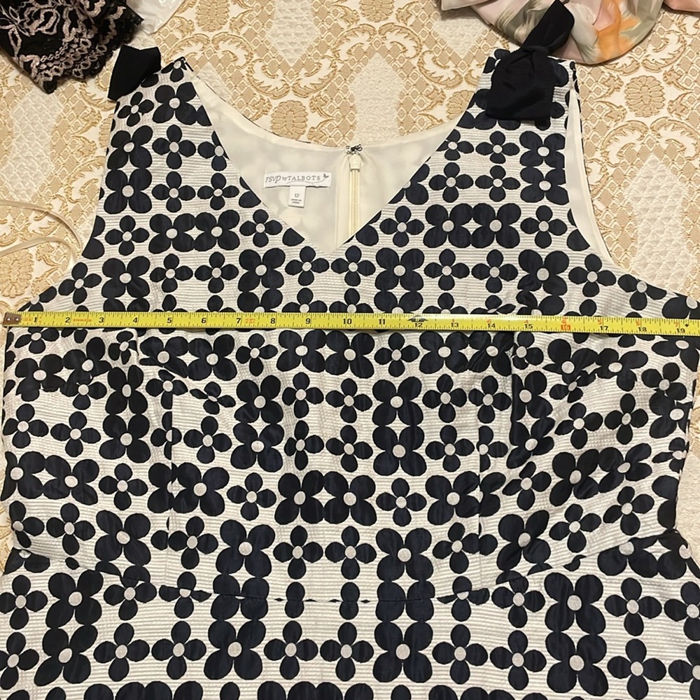 rsvp by TALBOTS Size 12 Sleeveless Dress. Deep Navy and Off White. - Picture 5 of 16